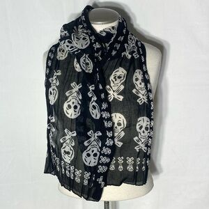 5/$25 Black and White Semi Sheer Skull Scarf